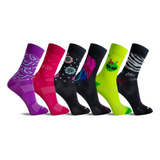 Kit 6 Pares Meias Corrida Ciclismo Cano Médio Feminina Rikam