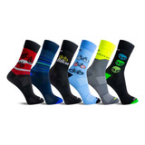 Kit 6 Pares Meias Corrida Ciclismo Cano Médio Masculina