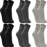 Kit 6 Pares Meias Lupo Cano Médio Esportivas Masculinas