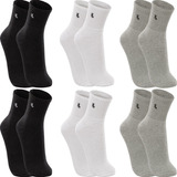 Kit 6 Pares Meias Lupo Cano Médio Esportivas Masculinas