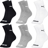 Kit 6 Pares Meias Puma Esportivas Cano Médio Adulto Original