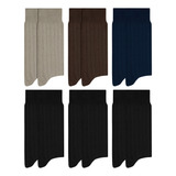 Kit 6 Pares Meias Sociais Mash Cano Alto Algodão Masculino