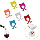 Kit 6 Pçs Marcador De Taça De Vinho Identificador Copo Drink Decorativo Silicone  Taça Colorida 