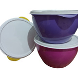 Kit 6 Pçs Saladeira 3 5l Coloridas Com Tampa Em Plástico