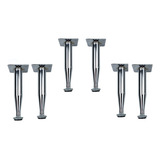 Kit 6 Pé Cromado Móveis Cozinha Regulável Aço Cônico 15cm 