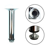 Kit 6 Pé Cromado Móveis Cozinha Regulável Aço Redondo 15cm