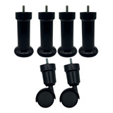 Kit 6 Pé Para Cama Box Ou Baú Casal 4 Fixos E 2 Rodízios