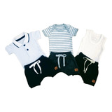 Kit 6 Peças Body Bebê + Shorts Saída Maternidade Enxoval