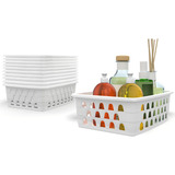 Kit 6 Peças Cesto Organizador Multiuso Para Armazenar Cor Branco Liso