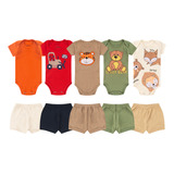 Kit 6 Peças Enxoval Bebe Menino menina Body Short Algodão