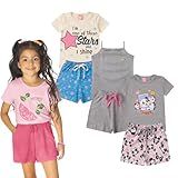 Kit 6 Peças Infantil Feminino Verão Camisa Regata Short Criança RosaAzul Menina 3 