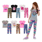 Kit 6 Peças Juvenil Menina Camiseta E Legging 1 A 16