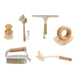 Kit 6 Peças Lavanderia E Limpeza De Bambu Branco Da Oikos