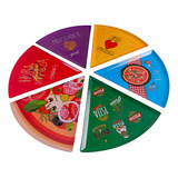Kit 6 Peças Prato Servir Pizza Fatia Triangulo Decorado