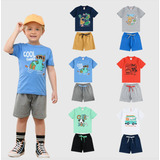 Kit 6 Peças Roupa Infantil Menino Atacado Camisetas Shorts