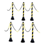 Kit 6 Pedestal 95cm Sinalização   15 Mts Corrente Isolamento