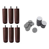 Kit 6 Pés 12cm Tdc Marrom C Feltro Cama Box Ou Baú Solteiro
