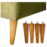 Kit 6 Pés Palito 17cm Madeira Para Sofás Poltronas C Buchas