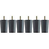 Kit 6 Pés Para Cama Box Solteiro 6cm Box Baú Preto Madeira