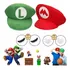 Kit 6 Piezas Gorro Super Mario Bros Mario Y Luigi Con Bigote Y Guantes Blancos