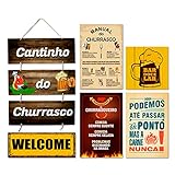 Kit 6 Placas Decorativas Cantinho Do Churrasco Cervejas Bar