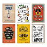 Kit 6 Placas Frases Para Cozinha Decorativas Mdf 30x20cm