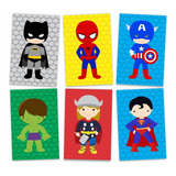 Kit 6 Placas Quadros Decorativos Heróis Bebê Infantil 20x30