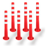Kit 6 Postes Flexíveis Refletivos Laranja 75cm C Fixadores