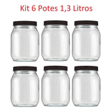 Kit 6 Potes 1 3 Litros Recipientes De Vidro Liso Invicta