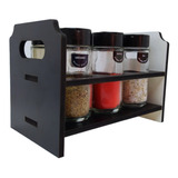 Kit 6 Potes 100ml Temperos Tampa Dosadora Dupla Suporte