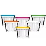 Kit 6 Potes Americanos Tigelas Pequenas De Vidro 150ml Marinex Com Tampa Plástica Colorida
