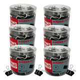 Kit 6 Potes Mini Prendedor Binder Clips Papel 15mm 360pc Nf