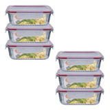 Kit 6 Potes Retangular 4 Travas Marmita Canelado 640ml