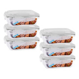Kit 6 Potes Vidro Hermético Marmita Com 4 Travas 1040ml