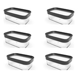 Kit 6 Potinhos Hermético Lanche Escolar Infantil P Lancheira Cor Preto