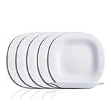 Kit 6 Pratos De Vidro Sobremesa Quadrado 19cm Estilo Opaline Branco