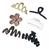 Kit 6 Presilhas De Cabelo Prendedor Grande Piranha Grampo Cor Colorido