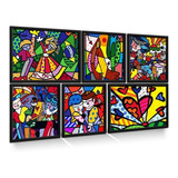 Kit 6 Quadros Romero Britto Com