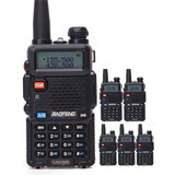 Kit 6 Rádio Comunicador Ht Dual Band Uhf Vhf Uv 5r Fm Fone Cor Preto