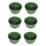 Kit 6 Ramekim Verde Médio 180ml Porcelana Porção Gourmet