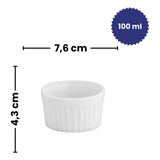 Kit 6 Ramequins 100ml Porcelana Buffet Hotel 2 Linha Top Cor Branco Branco