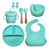 Kit 6 Refeição Bebê Silicone Colher Prato Infantil Ventosa
