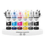 Kit 6 Refis Tinta T554 T555 Fotográfica Epson L8160 L8180