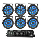 Kit 6 Refletor Par Led 18x 12w Cree Rgbw 4in1 Mesa Dmx 192