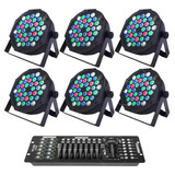 Kit 6 Refletor Par64 Led 36 Leds Cree 3w Rgbw Mesa Dmx 192 127 220v