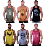 Kit 6 Regatas Longline Masculina Oversized Longa Sawg Skull