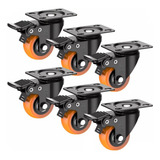 Kit 6 Rodinhas Para Moveis Rodas Giratorias Com Trava Rodízios Reforçado 40mm 1 5 Polegadas Laranja Marca Rrj