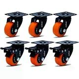 Kit 6 Rodízio Linha Black Placa 50mm 3 Com Freio 3 Sem Freio 300kg Laranja - Colson