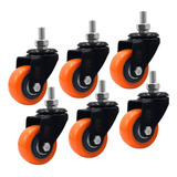Kit 6 Rodízios Para Moveis Rodas Giratorias Espiga Parafuso Sem Trava Rodinhas 40mm 1 5 Polegadas Laranja Marca Rrj