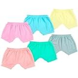 Kit 6 Shorts Bebê Tapa Fraldas Lisos Coloridos Com Punho Em Algodão Para Meninas M 